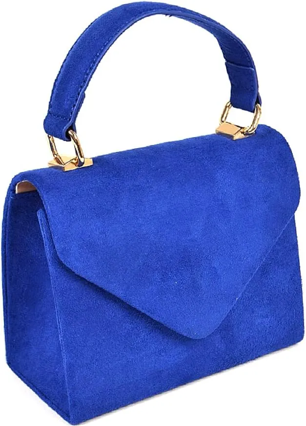 Trendeology Mini Top-Handle Retro Box Flap PU Leather Satchel Purse Crossbody