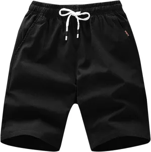 tuduoms Men's 5" Inseam Linen Casual Short Summer Beach Lightweight Board Slim-Fit Shorts Elastic Waist Pockets Short Pants