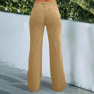 Twill Palazzo Pants for Women Casual Y2K Stretch High Waisted Chino Pants Slim Fit Wide Leg Dress Pants with Pockets