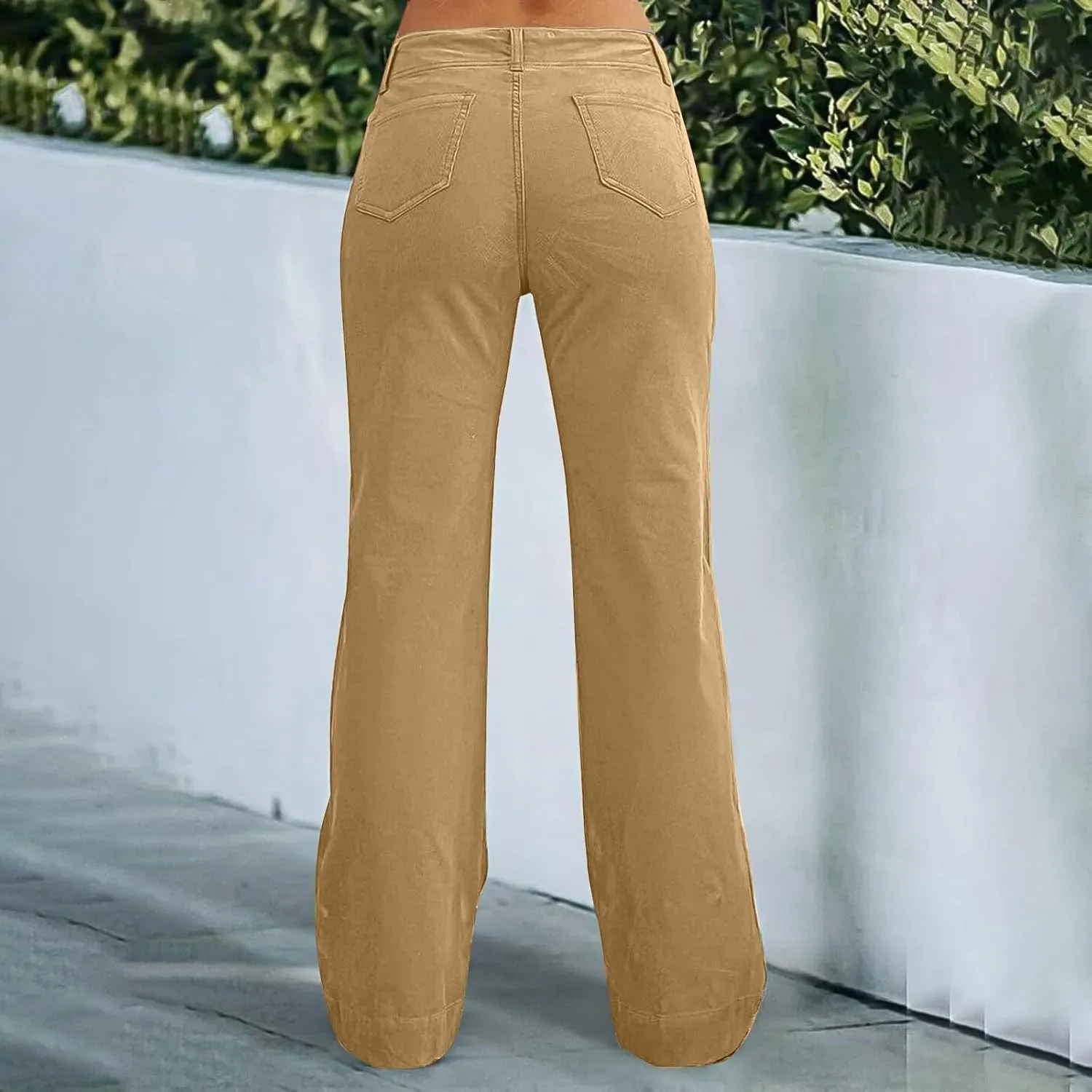 Twill Palazzo Pants for Women Casual Y2K Stretch High Waisted Chino Pants Slim Fit Wide Leg Dress Pants with Pockets