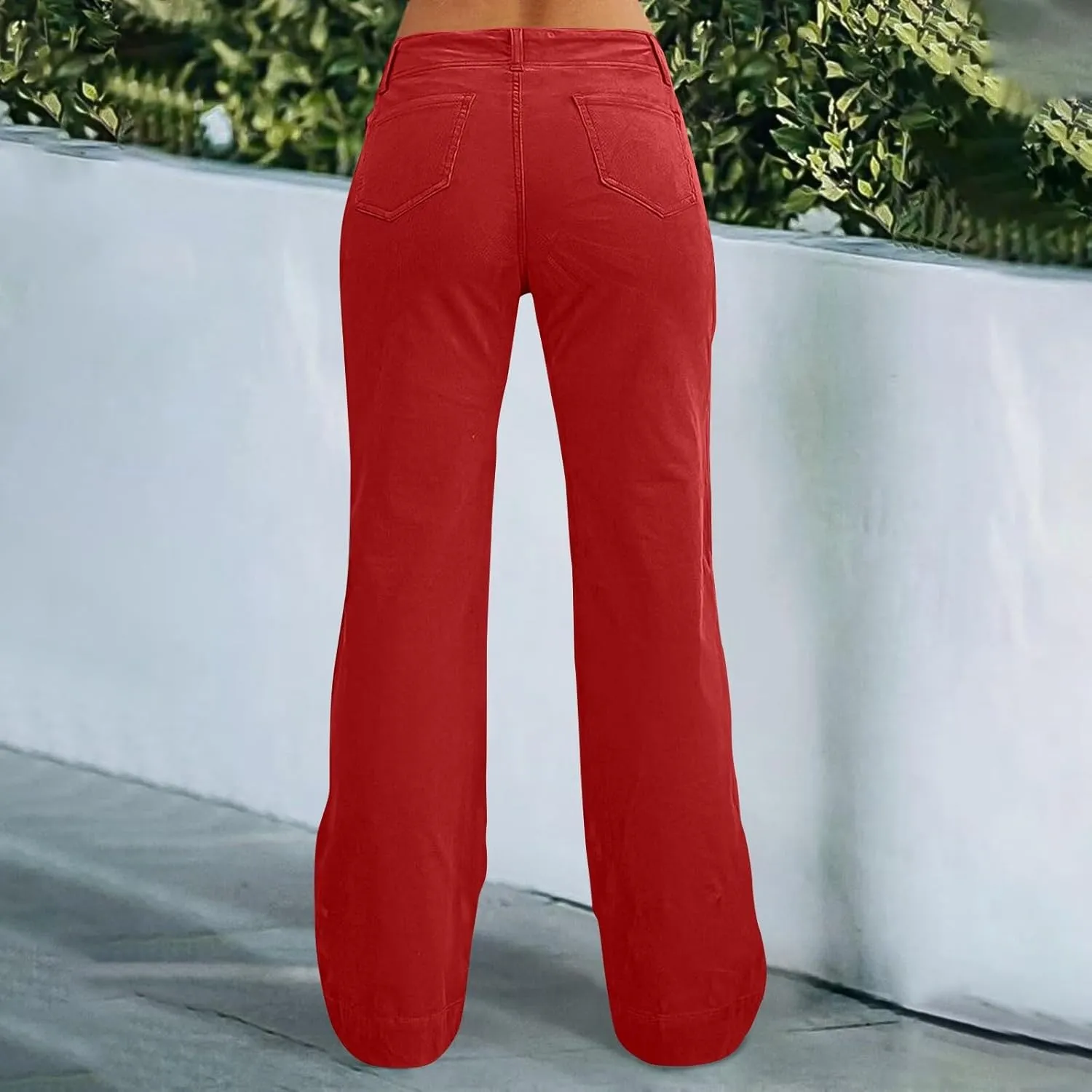 Twill Palazzo Pants for Women Casual Y2K Stretch High Waisted Chino Pants Slim Fit Wide Leg Dress Pants with Pockets
