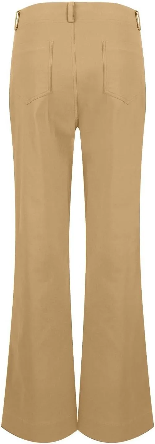 Twill Palazzo Pants for Women Casual Y2K Stretch High Waisted Chino Pants Slim Fit Wide Leg Dress Pants with Pockets