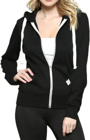 Urban Look Womens Active Long Sleeve Fleece Zip Up Hoodie with Plus Size