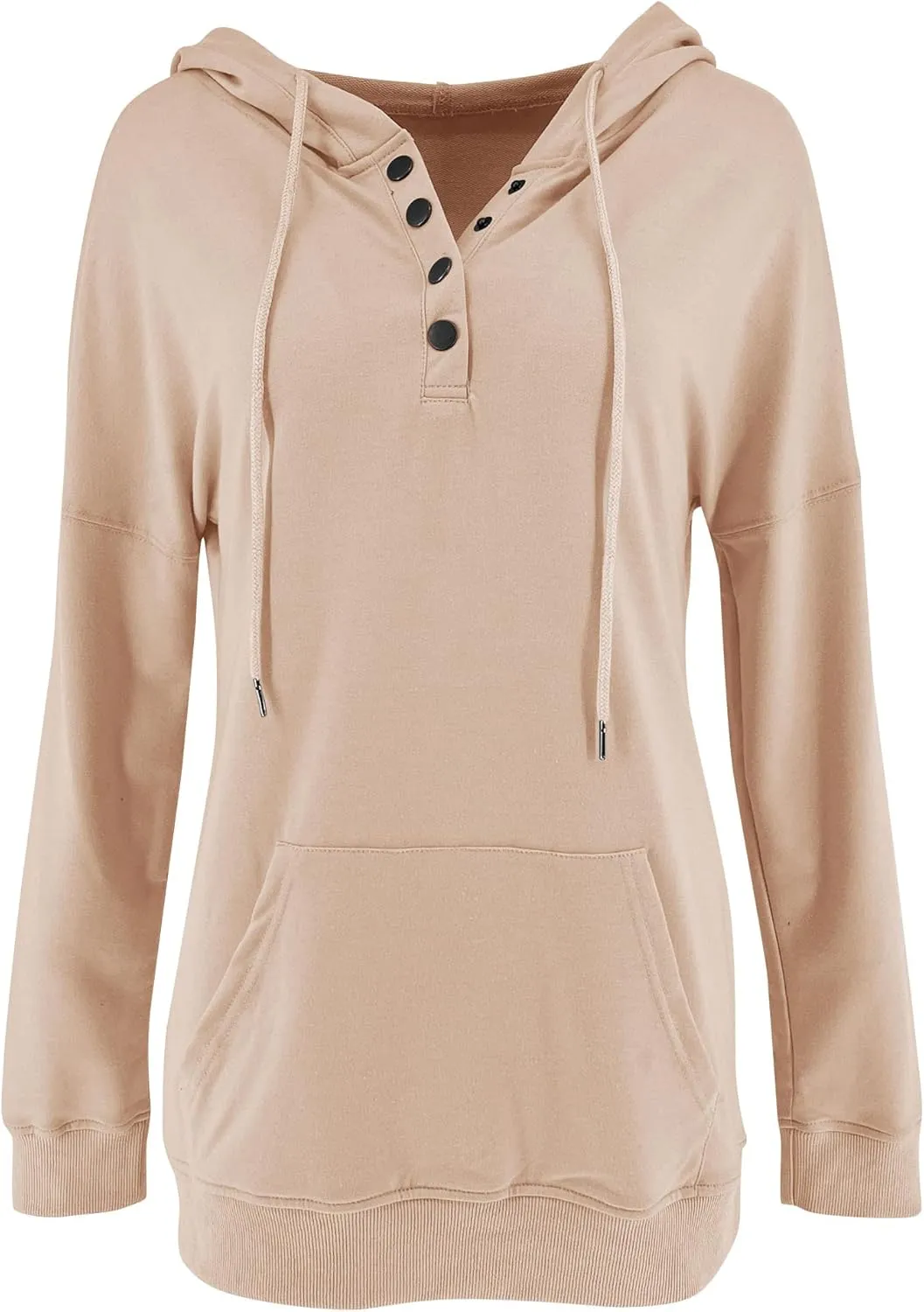 Vivitulip Women's Pullover Hoodies Tops Casual Button Down Long Sleeve Sweatshirts With Pocket