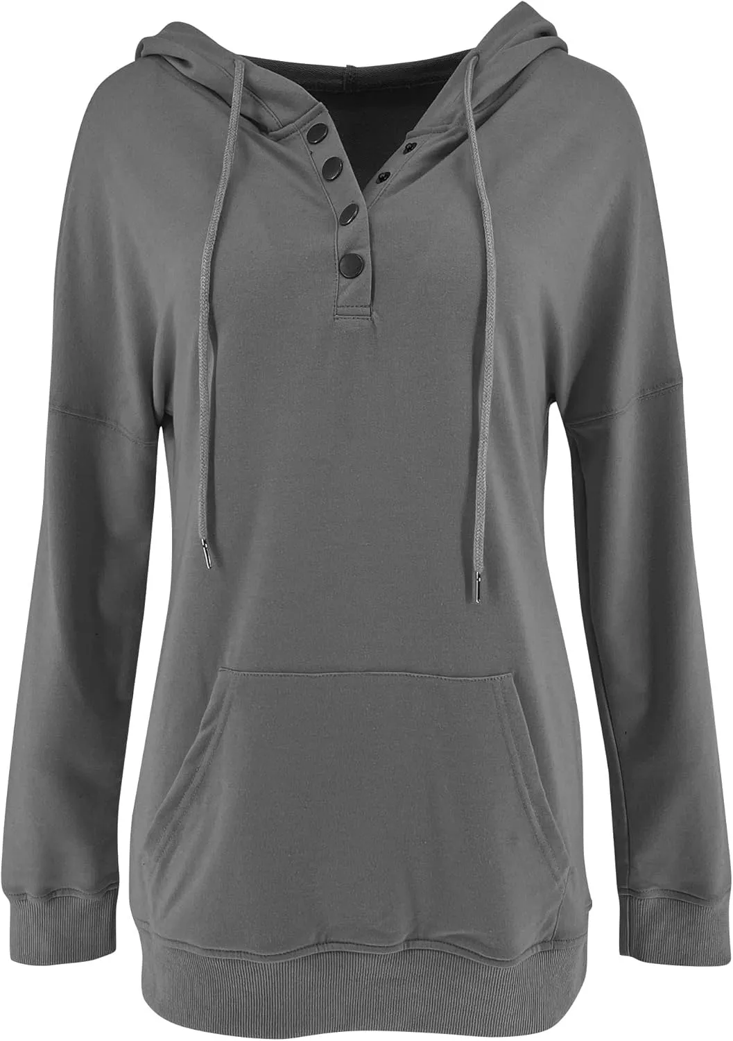 Vivitulip Women's Pullover Hoodies Tops Casual Button Down Long Sleeve Sweatshirts With Pocket