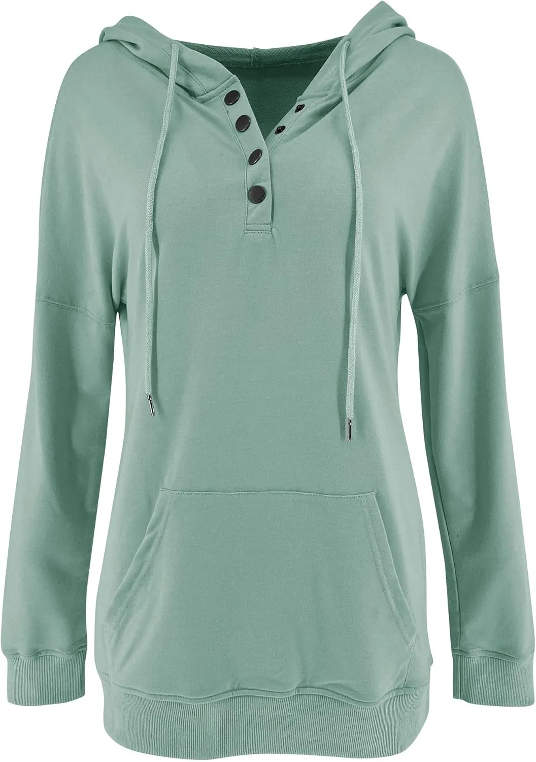 Vivitulip Women's Pullover Hoodies Tops Casual Button Down Long Sleeve Sweatshirts With Pocket