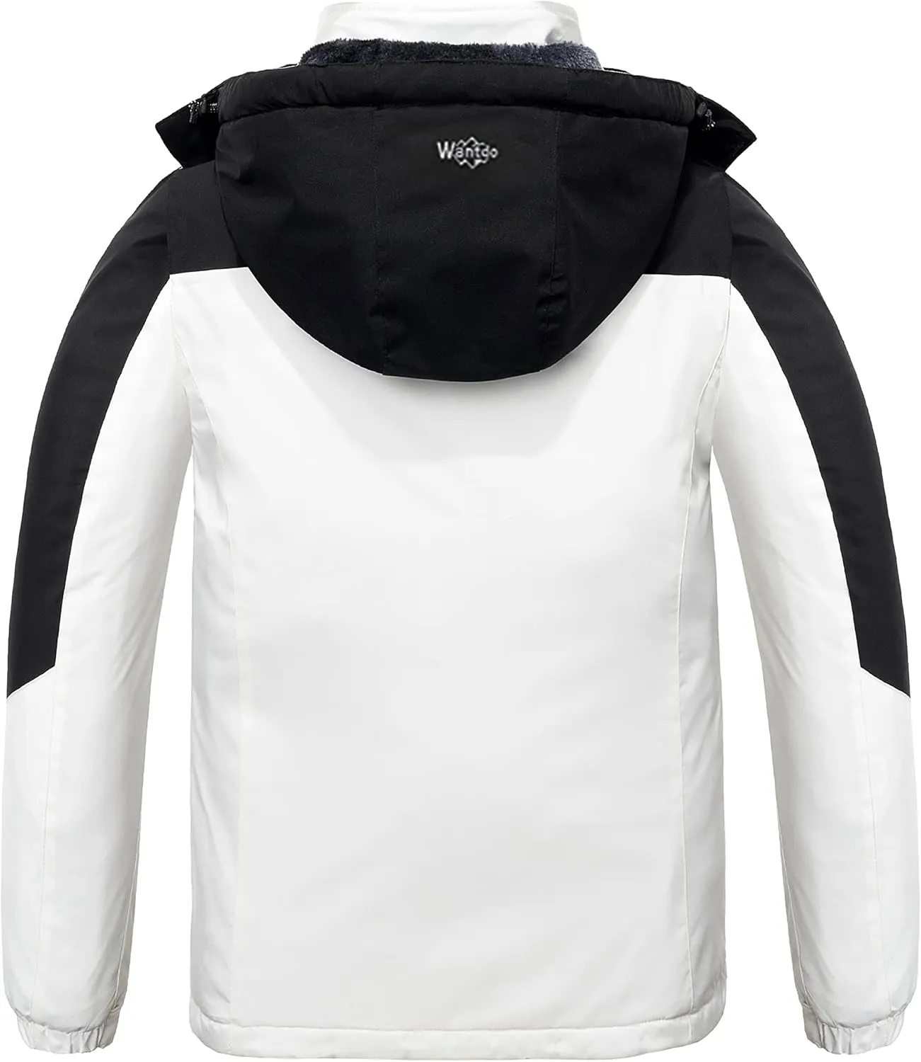 wantdo Men's Mountain Waterproof Ski Jacket Windproof Rain Jacket Winter Warm Hooded Coat