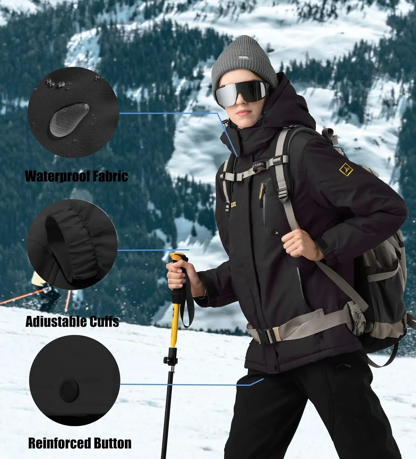 Waterproof Warm Winter Snow Coat for Women Ski Jacket for Snowboarding Hiking