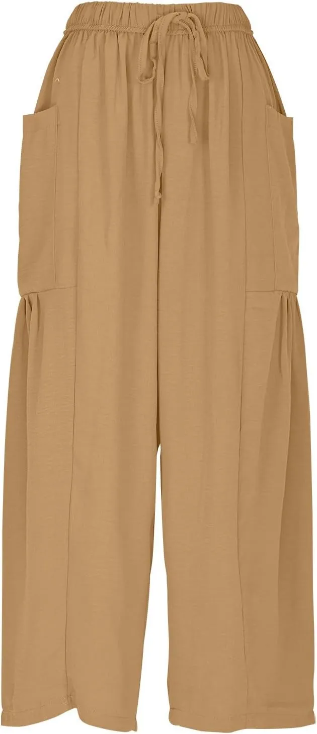 Wide Leg Cotton Linen Pants for Women Summer Trendy Beach Palazzo Lounge Trousers Plus Size Casual Pants