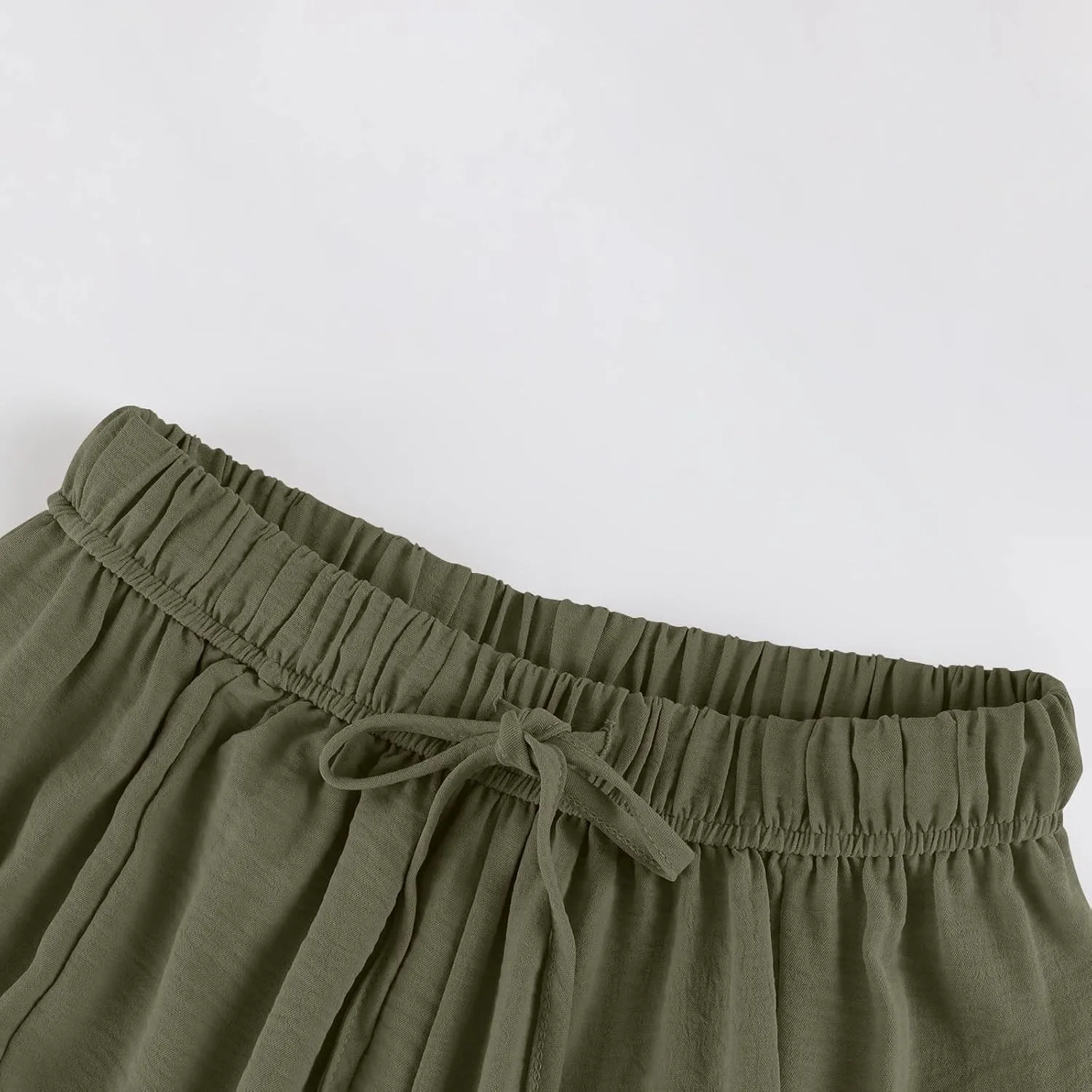 Wide Leg Pants Woman High Waisted Drawstring Boho Pants Summer Lightweight Beach Palazzo Harem Trousers with Pockets