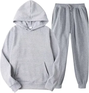 Women 2 Piece Outfits Long Sleeve V Neck Solid Color Sweatsuit Sweatshirt Baggy Fall Fashion Sweatpants Sets