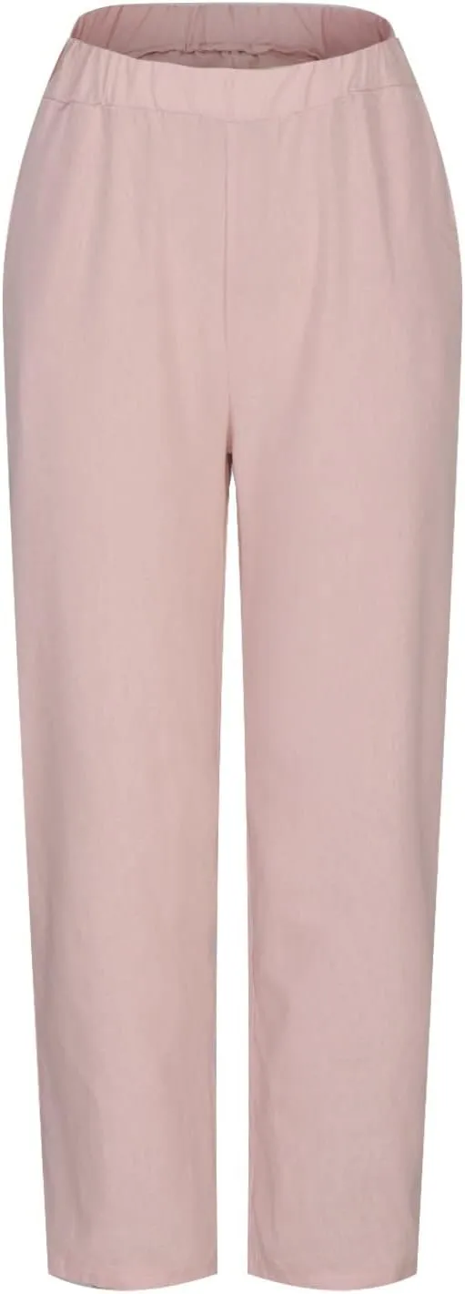 Women Casual Cotton Tapered Capri Cargo Pants Loose Elastic Waist Ankle Cropped Trouser Summer Work Slacks with Pocket
