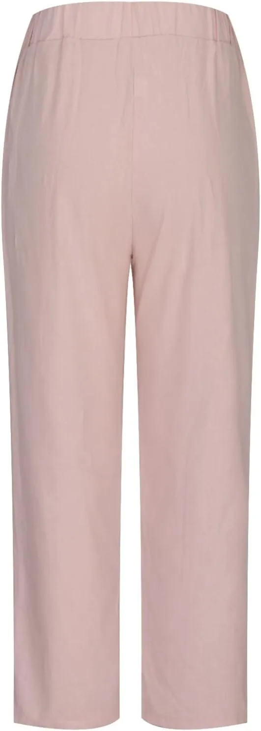 Women Casual Cotton Tapered Capri Cargo Pants Loose Elastic Waist Ankle Cropped Trouser Summer Work Slacks with Pocket