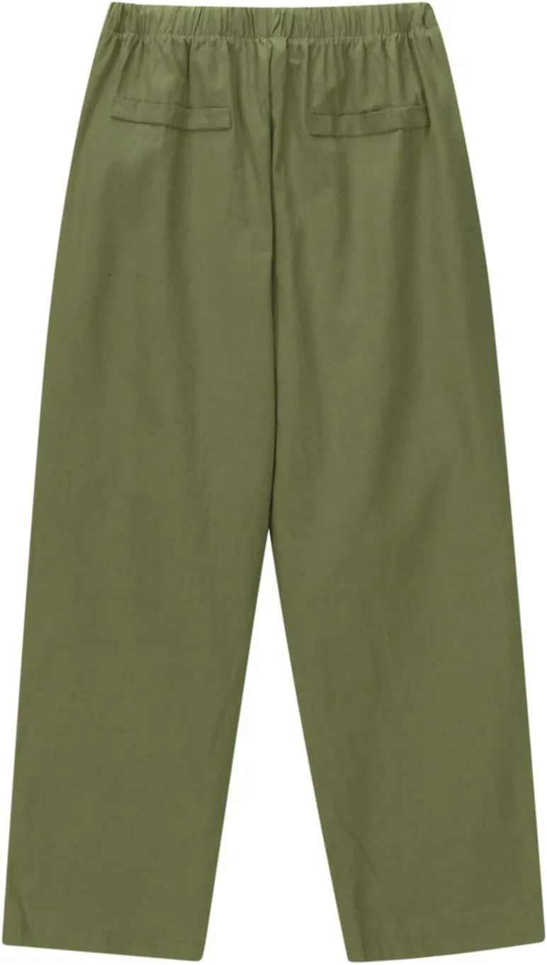 Women Cotton Linen Pants Casual Loose Wide Leg Trousers Summer Drawstring High Waist Pants with Pocket