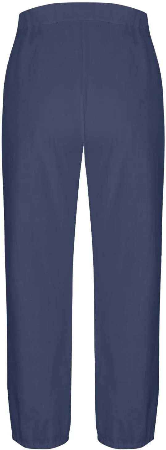 Women Linen Capri Pants Summer Casual Drawstring Elastic High Waist Pants Baggy Wide Leg Cropped Lounge Trousers