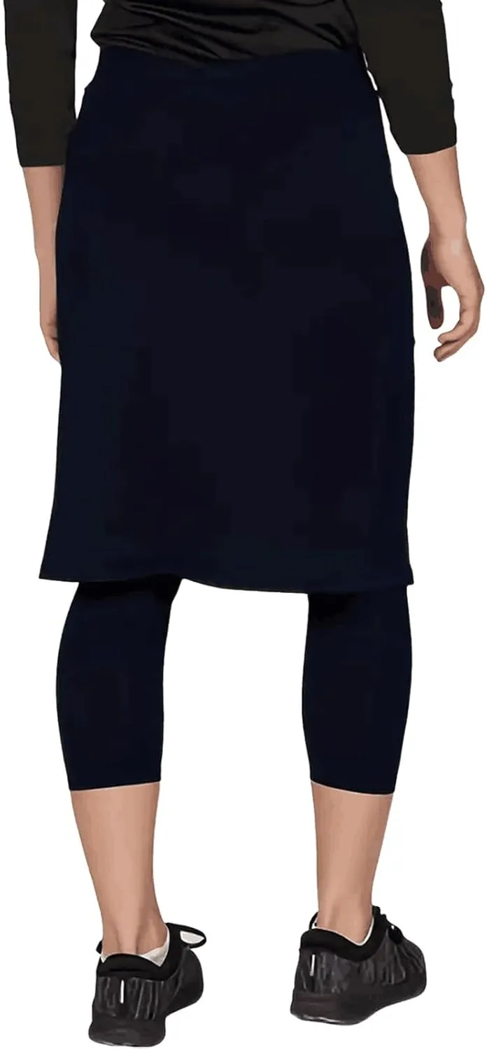 Women Long Knee Length Skirt with Capris Leggings High Waisted Tennis Golf Skorts Double Layer Skirts