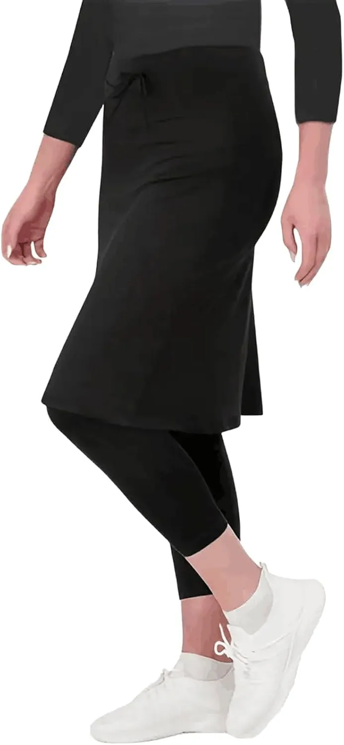 Women Long Knee Length Skirt with Capris Leggings High Waisted Tennis Golf Skorts Double Layer Skirts