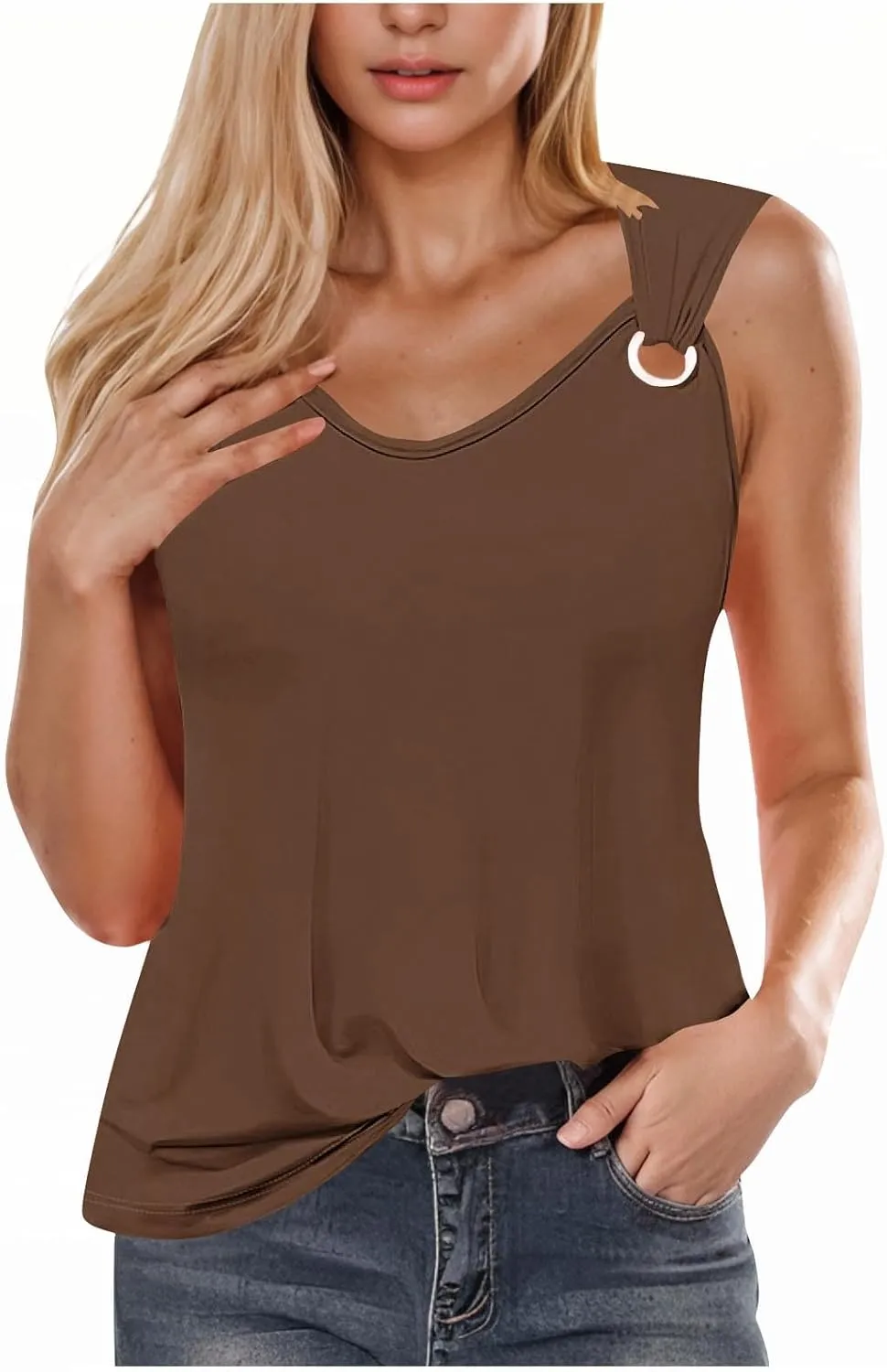 Women Summer Tops 2025 Dressy Casual Tank Tops Trendy Loose Fit Sleeveless Shirts Loose Flowy Blouses Cute Camisole