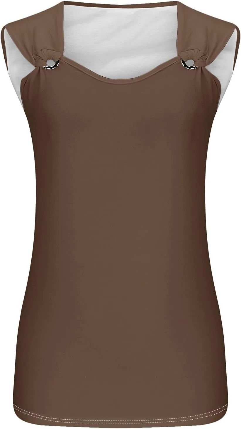 Women Summer Tops 2025 Dressy Casual Tank Tops Trendy Loose Fit Sleeveless Shirts Loose Flowy Blouses Cute Camisole