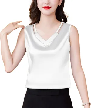 Women Tank top Spring Hollow Out Camisole V Neck Casual Sleeveless Vest