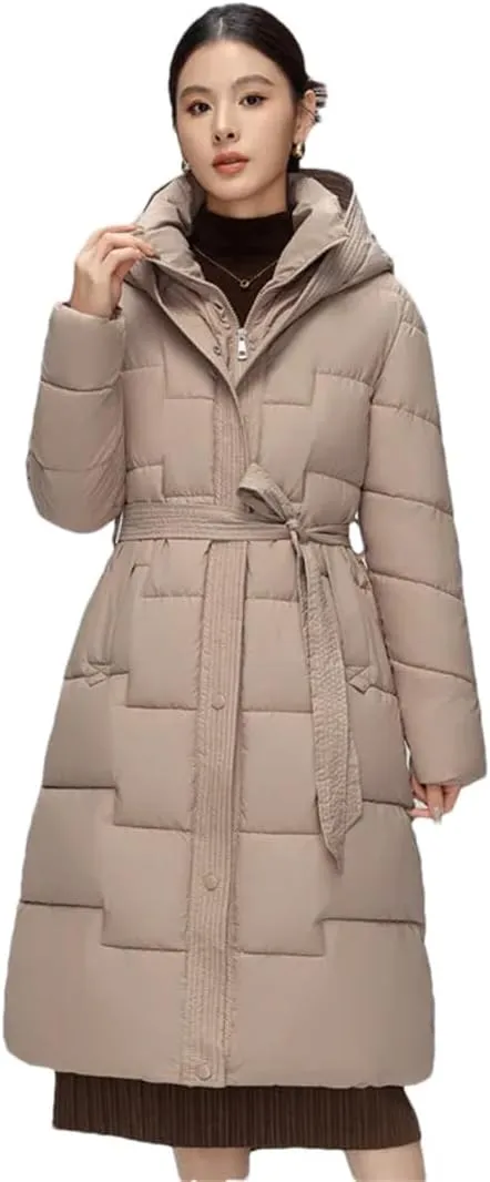 Women Windproof Down Coats Medium Long Styles Cotton Padded Jacket White Duck Down Puffer Hoodies Jackets