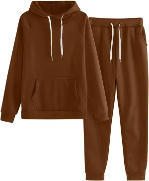 Women's 2 Piece Tracksuit Long Sleeve Crewneck Elastic Waist Sweatpants Top and Wide Leg Pants