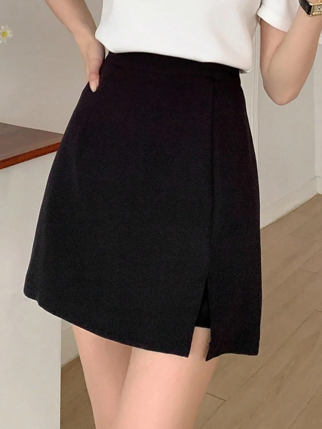 Women's 2025 Casual Plain Shorts Slit Skort
