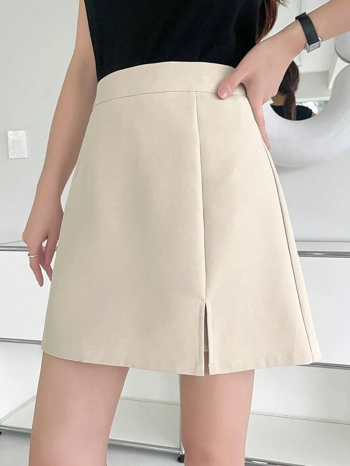 Women's 2025 Casual Plain Shorts Slit Skort