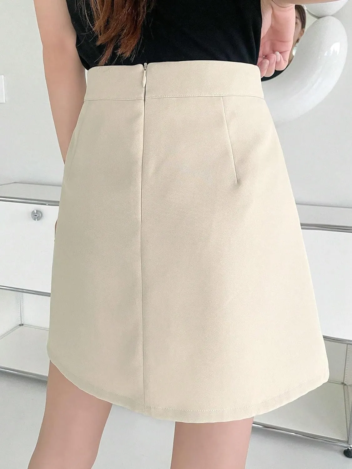 Women's 2025 Casual Plain Shorts Slit Skort