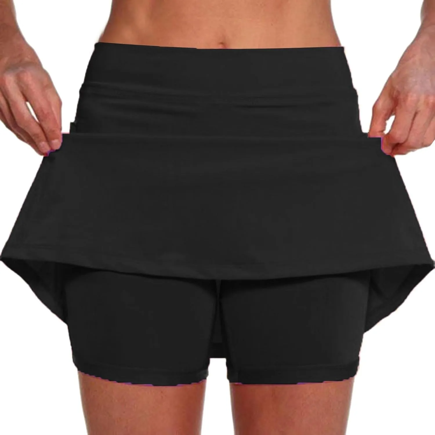 Womens Athletic Skorts Elastic High Waisted Tennis Skirts with Shorts Cute Preppy Mini Skirt with Pockets Casual Yoga Skort