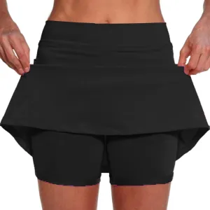 Womens Athletic Skorts Elastic High Waisted Tennis Skirts with Shorts Cute Preppy Mini Skirt with Pockets Casual Yoga Skort