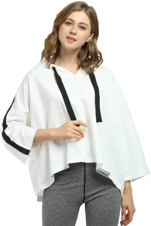Womens Casual Cropped Hoodie, 3/4 Sleeve Loose Pullover Sweatshirt Crop Top