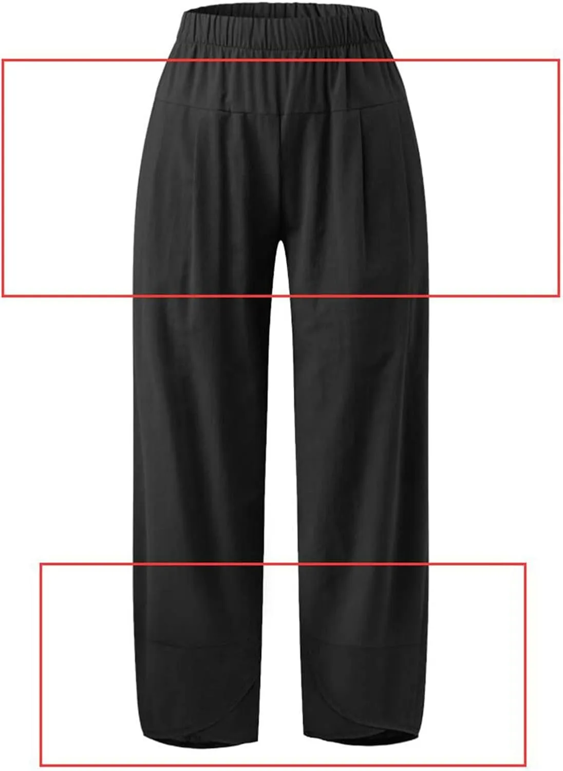 Women's Cotton Linen Summer Y2K Streetwear Palazzo Pants Elastic Waisted Bootcut Loose Fit Trouser Work Business