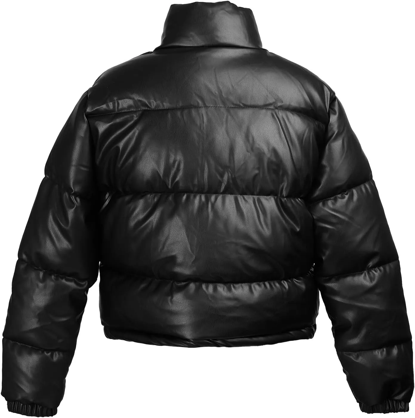 Women's Cropped Puffer Jacket Tight Short Winter Stand Collar Zip Up Warm Down Coats