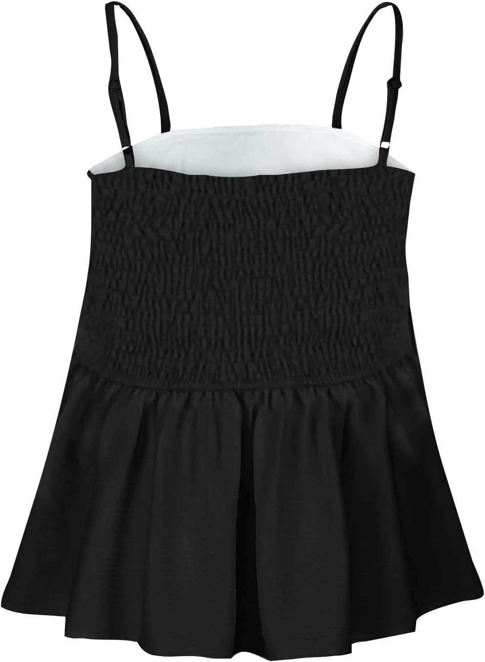 Women's Cute Camisole Adjustable Spaghetti Strap Peplum Tops Flowy Pleated Crop Tops Loose Fit Flare Babydoll Shirts