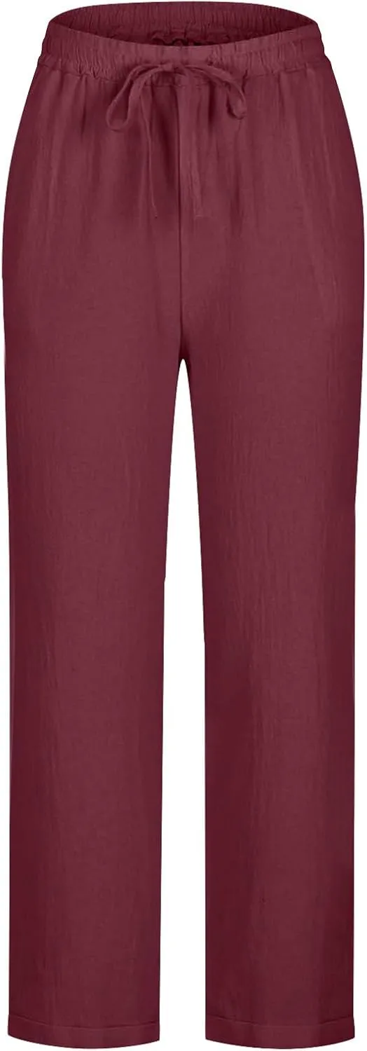 Womens Harem Pants Business Work Casual Lightweight Drawstring Elastic Waist Trousers 2025 Summer Outfits with Pockets