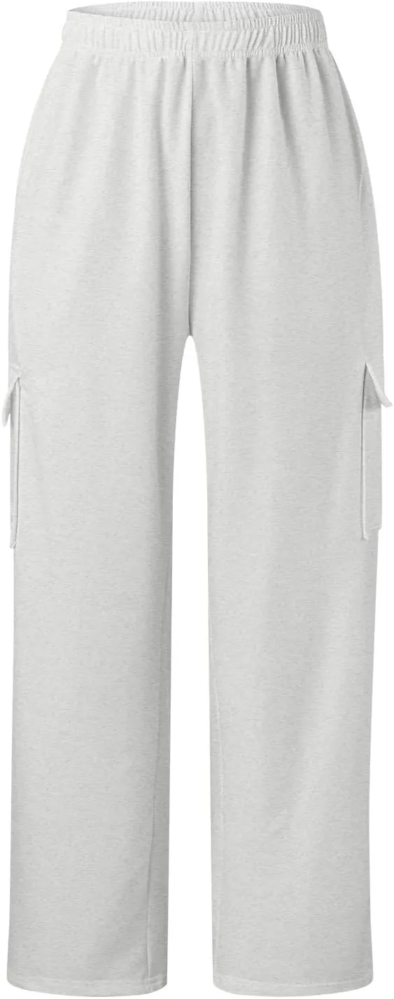 Women's Linen Blend Summer Letter Patched Pants Elastic Waisted Wide Leg Slim Fit Palazzo Lounge Pants