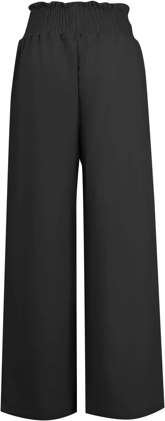 Womens Linen Blend Summer Solid Pant Trousers High Waist Stretchy Straight Slim Fit Pants Work Business