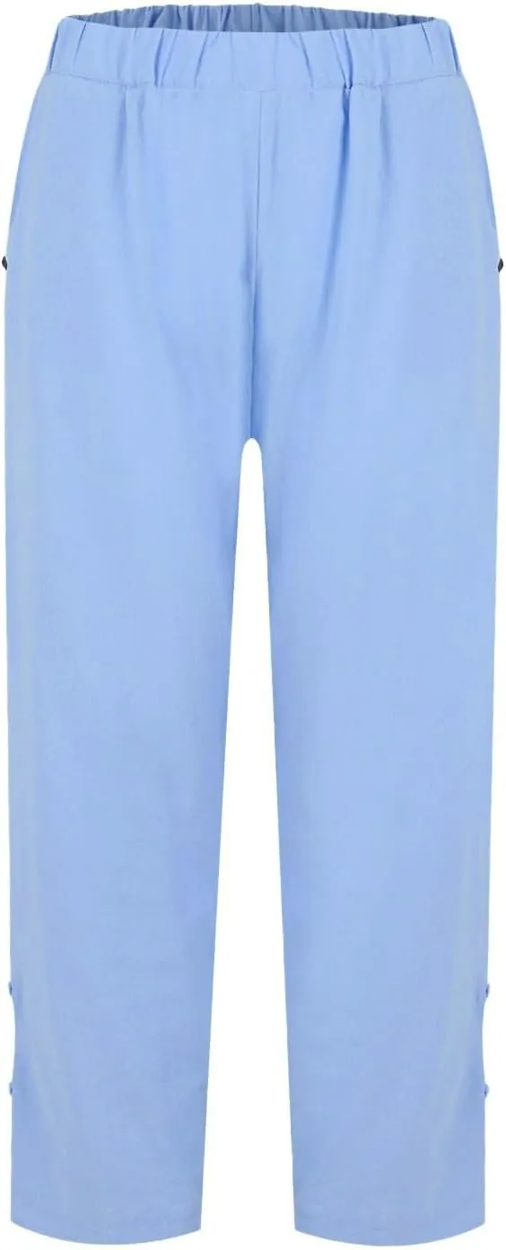 Womens Linen Harem Pants Hollow Elastic Waist Casual Beach Pants Summer Boho Baggy Wide Leg Trousers with Pockets