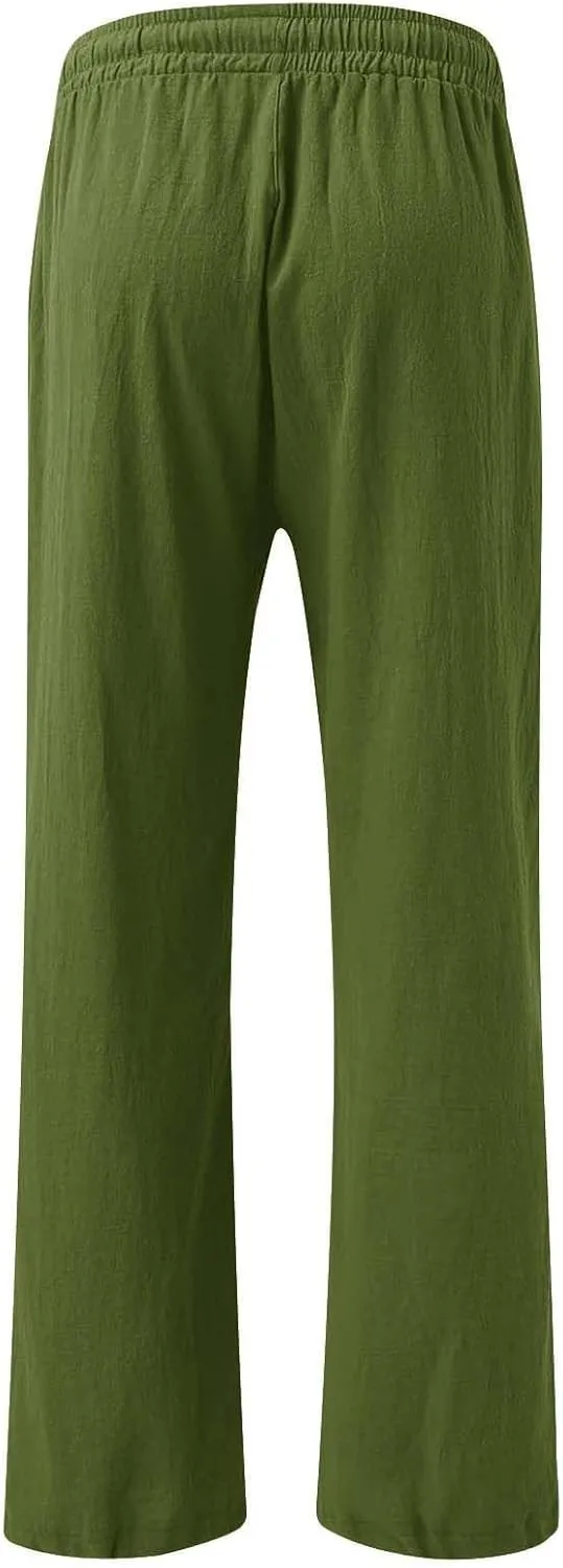 Womens Linen Pant 2025 Summer Casual Wide Leg Palazzo Pant Loose Smocked High Waist Work Slack Flowy Beach Trousers