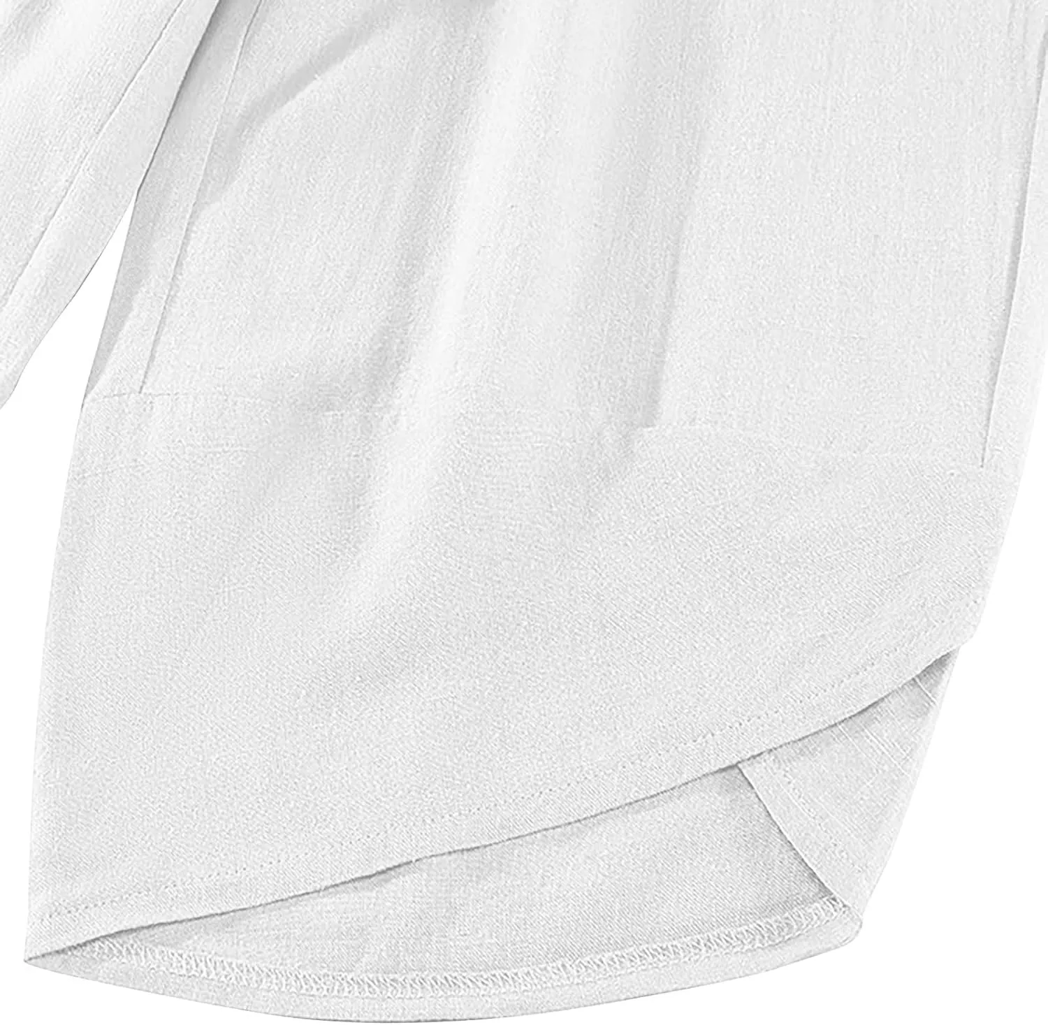 Women's Linen Wide Leg Pants High Waisted Loose Beach Palazzo Pants Summer Drawstring Cropped Trouser with Pockets