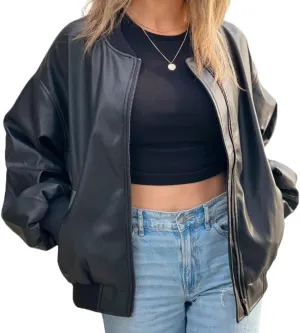 Women's Oversized Leather Jacket, Women's Oversized Leather Bomber Jacket, Premuim Plus Size Womens Jacket
