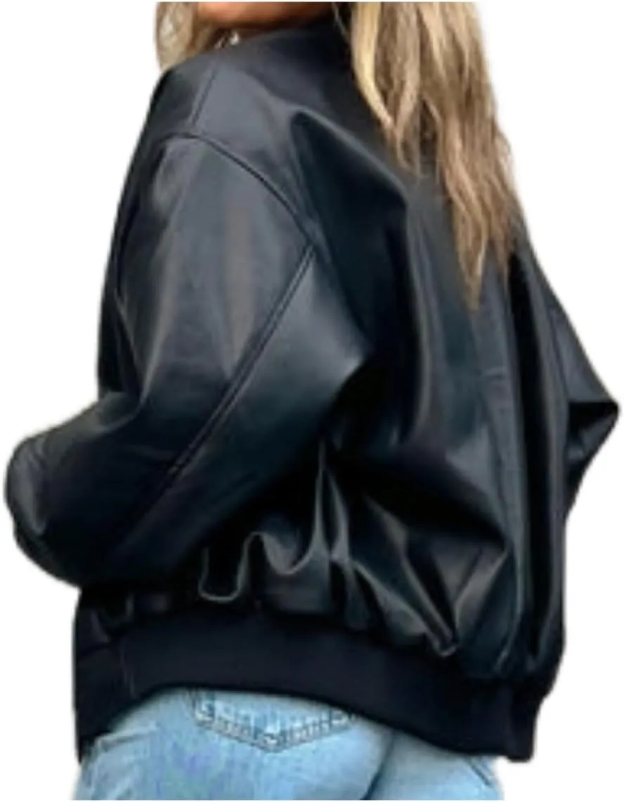 Women's Oversized Leather Jacket, Women's Oversized Leather Bomber Jacket, Premuim Plus Size Womens Jacket