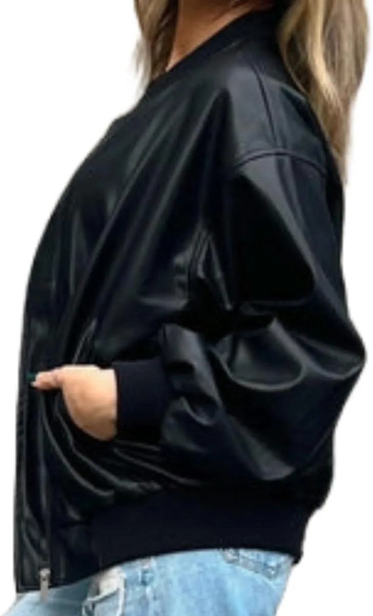 Women's Oversized Leather Jacket, Women's Oversized Leather Bomber Jacket, Premuim Plus Size Womens Jacket