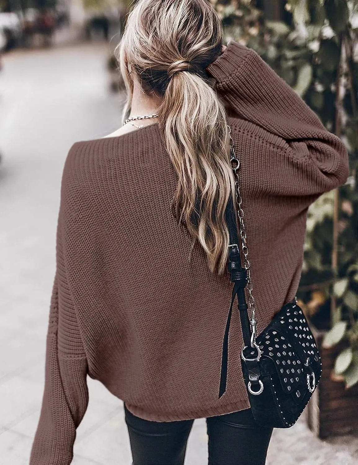 Womens Oversized Sweaters Loose Solid Casual Long Sleeve Mock Neck Knitted Jumper Tops