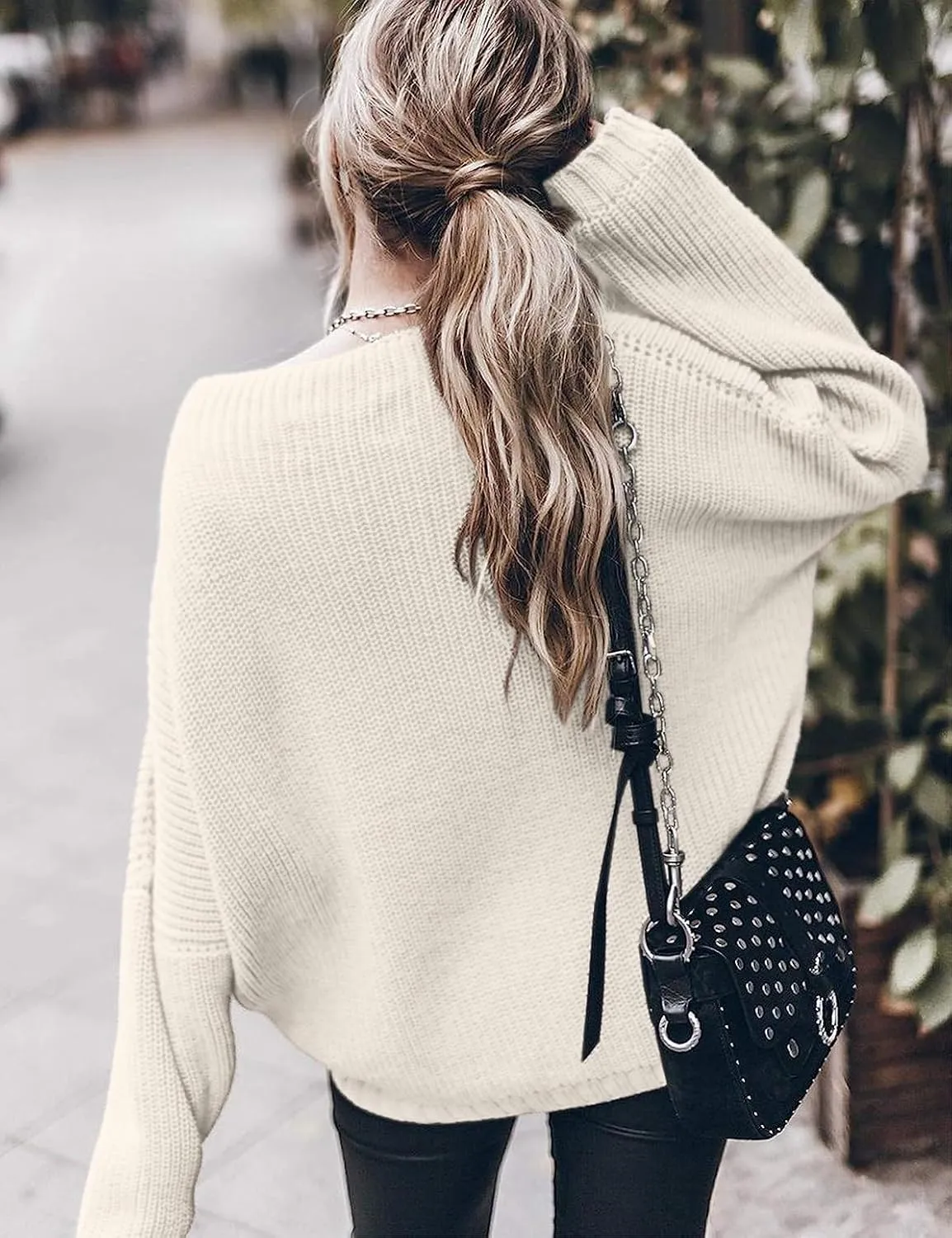 Womens Oversized Sweaters Loose Solid Casual Long Sleeve Mock Neck Knitted Jumper Tops
