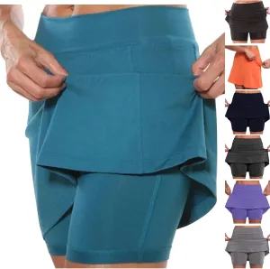 Women's Plus Size Tennis Skirts with Pockets Built-in Shorts High Waisted Golf Skirts for Casual Running Gym Workout