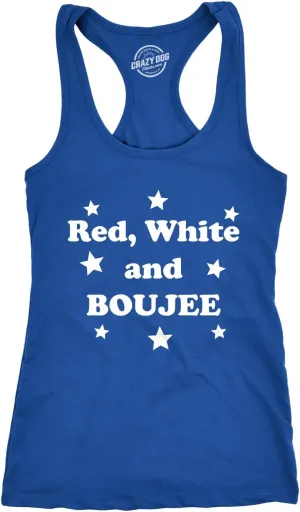 Womens Red White and Boujee Funny Shirts Workout Sleeveless Ladies Fitness Tank Top