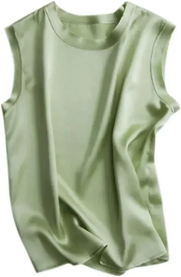 Women's Silk Satin Camisole Vest Summer Business Casual Sleeveless Silk Tank Top