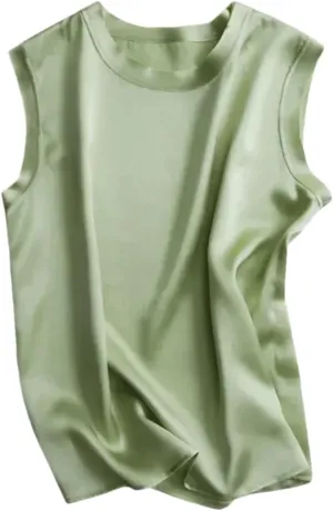 Women's Silk Satin Camisole Vest Summer Business Casual Sleeveless Silk Tank Top
